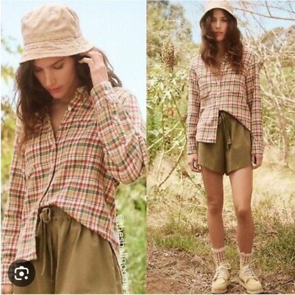 THE GREAT. Multicolor Plaid Button Down Shirt - Picture 3 of 6